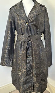 Ellen Tracy Long Animal print Hooded Trench Coat Small - Picture 1 of 7