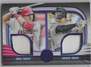 2022 TOPPS Tribute baseball Aaron Judge / Mike Trout dual bat jersey /50 card - Picture 1 of 2