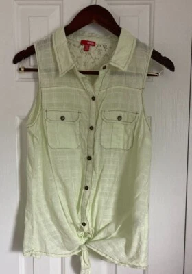 Bongo Yellow Sleeveless Junior's Shirt W/Lace Sz. XL - Image 1 of 4