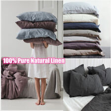 100% Pure Natural Linen PillowCase Solid Slip Flax Pillow Cover Cushion French