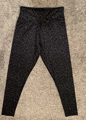 Leggings femininas tamanho M preto/cinza estampa de leopardo calças de ioga - Imagem 1 de 4