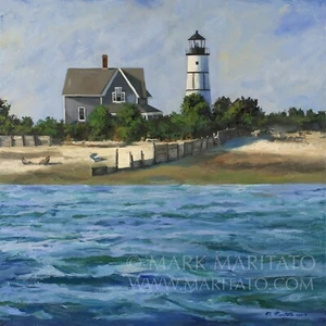 Mark Maritato Signed Art Print Sandy Neck Lighthouse Barnstable Massachusetts - Picture 1 of 1