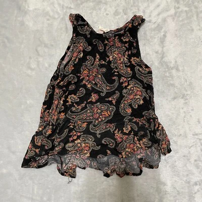 LA Hearts Top Womens XS Black Cropped Tank Floral Flowing Bohemian Paisley - Изображение 1 из 4
