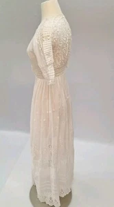 1900s Cotton Lawn Edwardian Victorian Garden Dress Wedding Dress Tea Dress EUC! - Picture 1 of 10