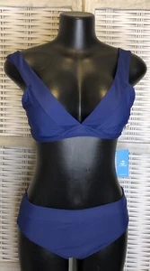 NWT Cupshe Womens Two Piece Swimsuit Size Medium Navy Blue - Picture 1 of 8