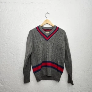 Gray pretty sporty v neck cable knit sweater - Picture 1 of 2