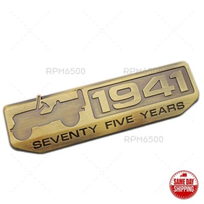 For Jeep Front Fender Door 75 TH Anniversary 1941 Logo Emblem Nameplate Badge Foto 1 de 4