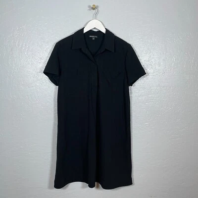 James Perse 女式 3 L 黑色衬衫连衣裙套衫领 4 纽扣前口袋 — 第 1/4 张图片