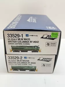 HO Scale Rapido M420 BC Railway #642 & #686 DC 33529 Diesel Loco Set READ DES - Picture 1 of 3