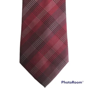 Corbata para hombre Kenneth Cole rojo oscuro mezcla de seda a cuadros precio de venta sugerido por el fabricante 59,50 USD - Imagen 1 de 8