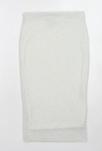 Topshop Womens Ivory Nylon Blend A-Line Skirt Size 6 - Picture 1 of 10