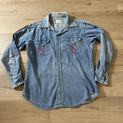 Vintage 1970s JCPenny Big Mac Button Up Women's Floral Embroidered Animals Denim - Image 1 of 4