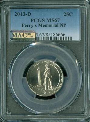 2013 D PERRY'S PEACE QUARTER PCGS MAC MS67 2ND FINEST MAC SPOTLESS * - Image 1 of 2
