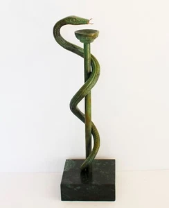 Rod of Asclepius - Serpent-Entwined Rod - Symbol of Medicine - Bronze - Picture 1 of 9