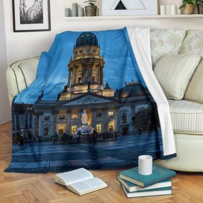 Blue Hour Berlin Cathedral Blanket Throw Fleece Cozy Couch Sofa Plush Bedding - Image 1 of 4