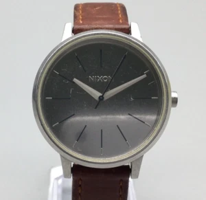 Nixon Kensington Watch Unisex 37mm Silver Tone Dial Brown Leather New Battery - Picture 1 of 15
