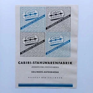 1943 Cabiri Stahlwarenfabrik Kronberg Klingen, Solingen, Werbeanzeige, Werbung - Bild 1 von 1