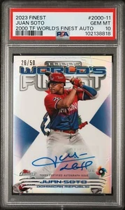 2023 Topps Finest Juan Soto World's Finest Auto 26/50 PSA 10 gemme ottime condizioni - Foto 1 di 2