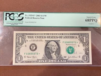 2003- $1.00 FRN Fort Worth- Fr. 1929-F*- PCGS- 68PPQ- Sample Star Note - Image 1 of 2