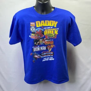 Marvel Avengers Mens Blue shirt Daddy You Are Our Super Hero L Hulk Spider-Man - Picture 1 of 6
