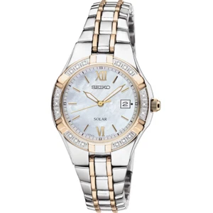 Seiko Diamonds SUT068 Mother-of-pearl Dial 5 ATM Solar 27.0mm Women's Watch - Picture 1 of 4