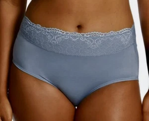 BALI Passion For Comfort Lace Waist Soft Blue Grey Brief Panty NEW Womens Sz L 7 - Picture 1 of 5
