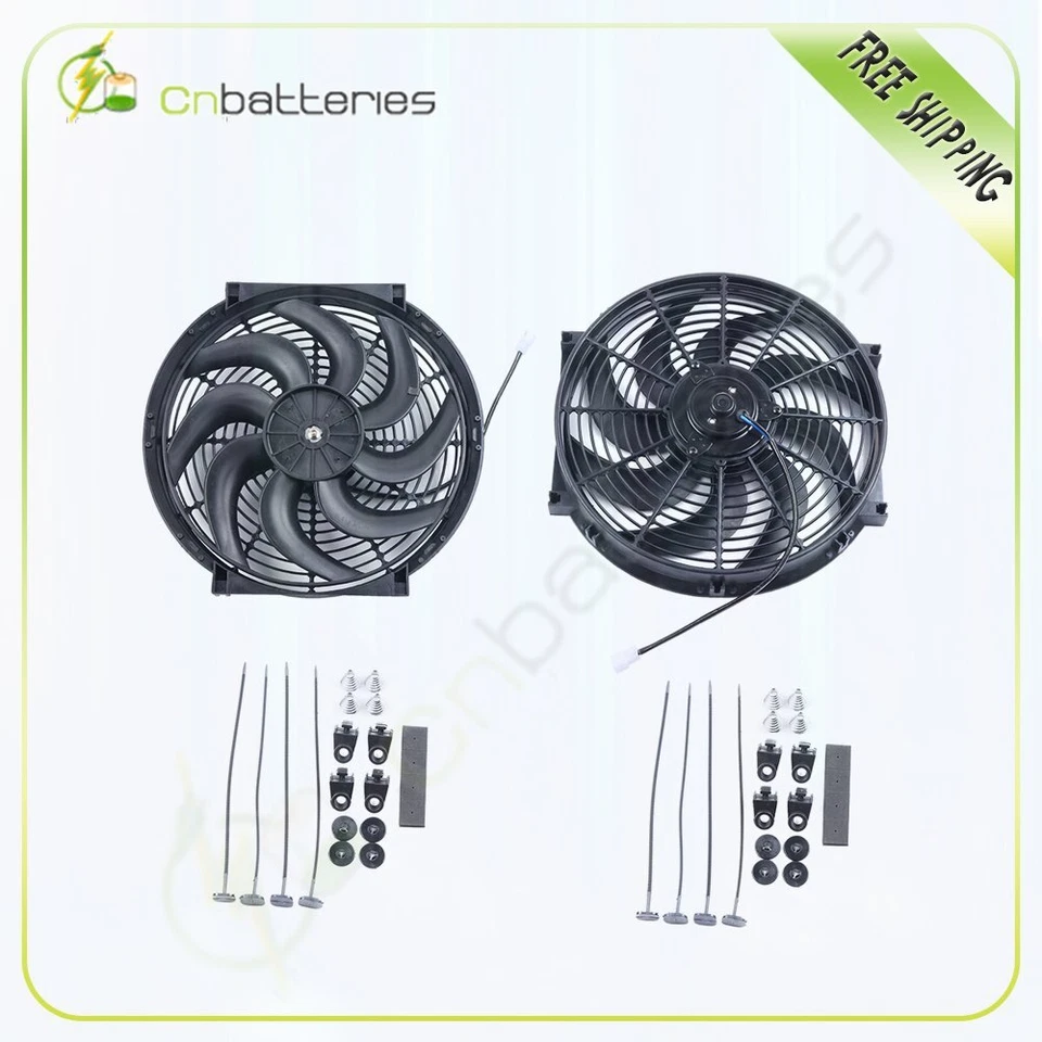 2X Ventilador condensador radiador universal de 14" pulgadas para Audi Mercedes-Benz Foto 1 de 4