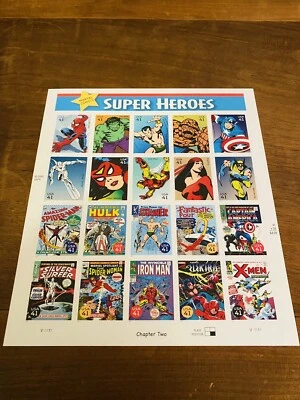 Hoja de 20 estampillas de superhéroes de Marvel Comics 41c Foto 1 de 2