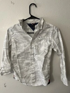 Tommy Hilfiger Shirt Youth S (8/10) White Button Up Flag Long Sleeve Casual - Picture 1 of 3
