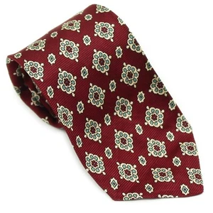 Cravatta vintage Polo Ralph Lauren marrone/bianco/teal emblema floreale stampa medaglione seta - Foto 1 di 7