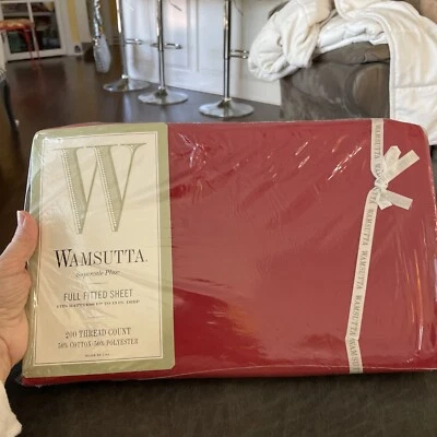 "Sábana ajustable completa Wamsutta se adapta hasta 13"" de profundidad 200 hilos roja" Foto 1 de 4