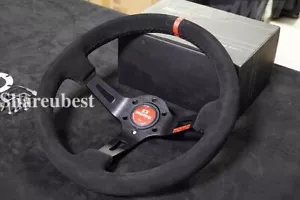 MOMO fullspeed 350mm 14' Suede Leather Deep Cone 90mm RacingSport Steering Wheel - Picture 1 of 7