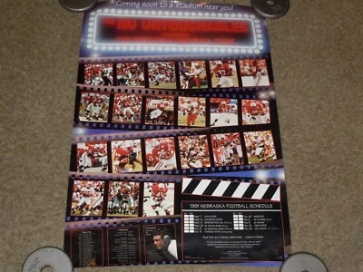 Vtg 1991 Nebraska Football Schedule Poster THE UNTOUCHABLES Cornhuskers NU - Image 1 of 3