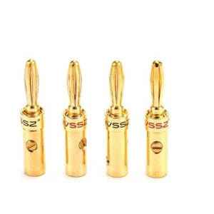 1Pcs gilded banana plug terminal speaker audio solder-free power amplifier fever - Picture 1 of 17