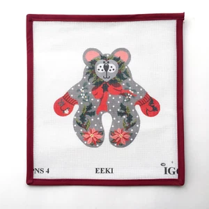 IGC Printed Needlepoint Canvas Mouse Christmas Holly Snowflakes Eek! 18 Mesh - Picture 1 of 4
