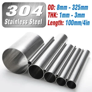 304 Stainless Steel Round Tube Length 100mm Metal Straight Pipe OD 8mm to 325mm - Picture 1 of 178