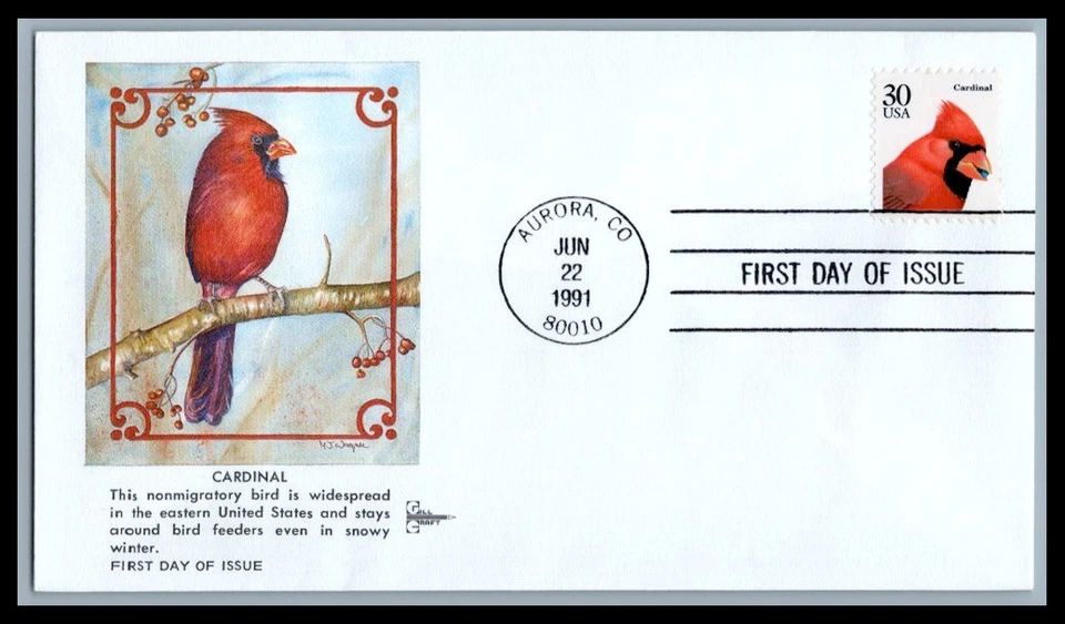 US FDC # 2480 30c Cardinal Gill   1991, 9p5557 - Image 1 of 1