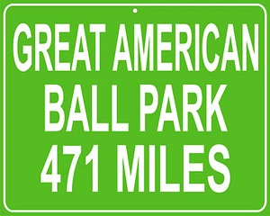 Cincinnati Reds Great American Ball Park mileage sign - distance to your house - Picture 1 of 1
