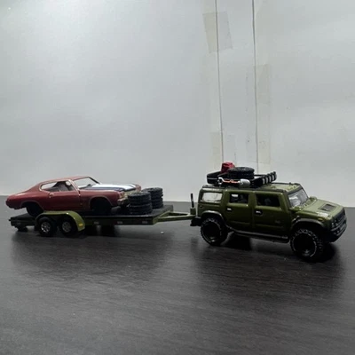 Johnny Lightning Hummer Humvee In Army Green Off-road Package trailer and SS - Image 1 of 4