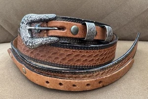 Vintage Hollands 200 San Angelo TX Sterling Silver 3 Pc Ranger Belt Buckle Set - Picture 1 of 13