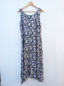 Vintage 90s All That Jazz Purple Floral Sleeveless Dress Size 13/14 - Picture 1 of 5