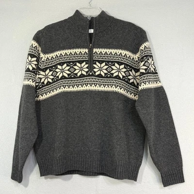 Uniqlo Men's Wool Sweater Size M Nordic Snowflake Fair Isle 1/2 Zip Fair Isle - Image 1 of 4
