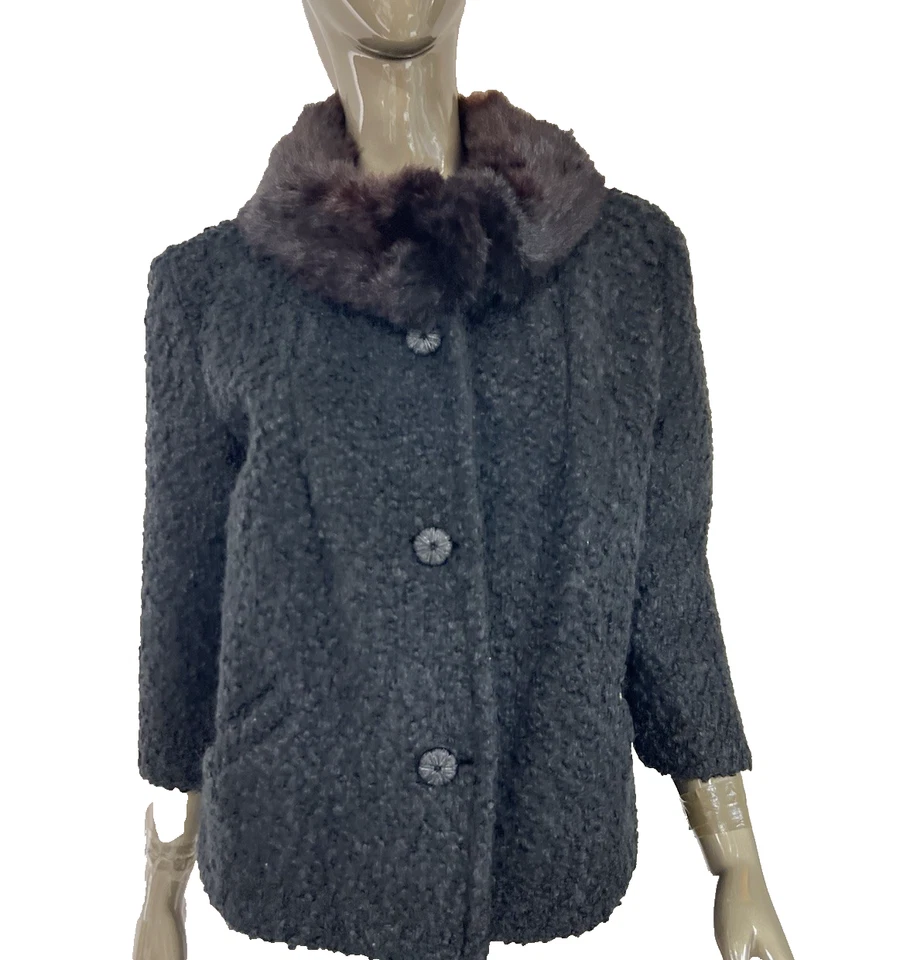 Vintage Persian Lamb Faux Fur Jacket Mink Collar Short Jacket Styled by Winter - Image 1 of 4