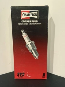 New Set Of 8 Champion Spark Plugs RJ12C-592 Copper Plus In The Boxes NOS - Picture 1 of 3