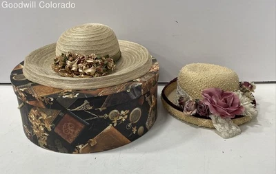 Hopeless Romantic Tan Straw Sun Hats Assorted 2pc Bundle Women's Size S - Image 1 of 4
