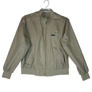 Members Only Mens Cafe Racer Bomber Jacket Medium Beige Polyester Cotton Vintage - Picture 1 of 8