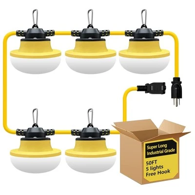 50FT LED Construction String Lights - Remote Controlled & Weatherproof - Image 1 of 4