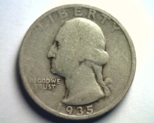 1935-D WASHINGTON QUARTER ABOUT GOOD / GOOD AG/G NICE ORIGINAL COIN 99c SHIP - Picture 1 of 2