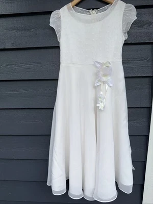 Little Girls American Girl White Church Dress Up Flower Girl Dress Size 7 - Image 1 of 4