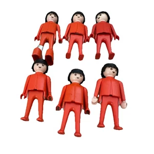 Lote de 6 Figuras Playmobil Geobra 1974 Vintage Naranja  - Imagen 1 de 4